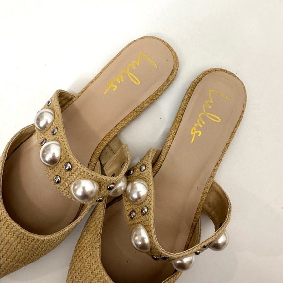 Lulus Justifyy Beige Raffia Woven Pointed-Toe Flats Size 8 - Picture 6 of 9